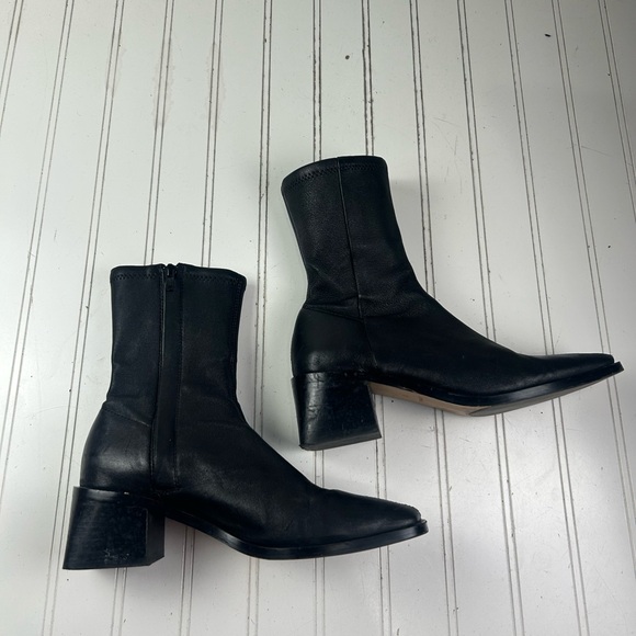 & Other Stories Black Leather Chunky Heel Ankle Boots Women’s Size 6 $245 - Picture 3 of 12